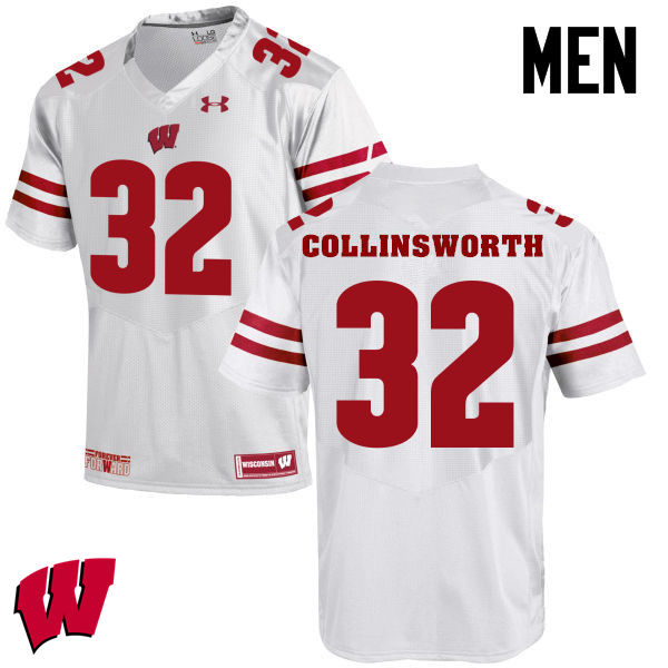 Men Winsconsin Badgers #32 Jake Collinsworth College Football Jerseys-White